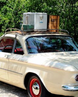   vintage cargo strap tie downs. antique roof rack vw volkswagen bug