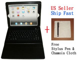   Bluetooth Keyboard Deluxe Leather Case for Apple iPad 2 3 + stylus pen