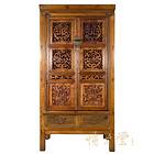 ANTIQUE ARMOIRE CARVED TV CABINET INDIA FURNITURE GREEN 