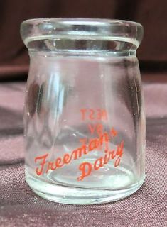 Vintage Miniature Glass Freemans Dairy Milk Bottle, Best By Test