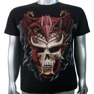   Tattoo Skull Chinese Dragon Fire Breed Animal Trap Men Boys T Shirt M