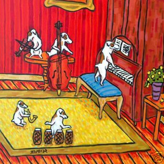 jack russell jam band picture ceramic art tile coaster