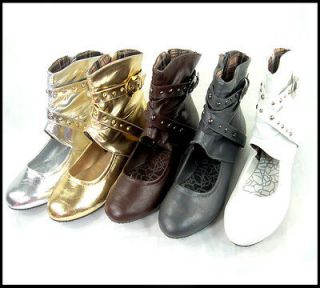 New Fashion Womens Ankle Cuff Gladiator Flat Casual Boots Shoes 