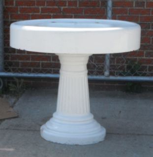 antique oval sink, cast iron, fluted pedestal