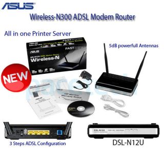   ADSL Modem Router with All in One Printer Server 300Mbps 5dBiX2