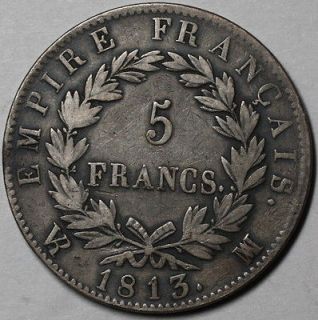   Marseille France silver 5 francs NAPOLEON EMPEROR 1st EMPIRE LOT B