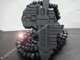 Black Wooden African Map Piece Africa Pendant Wood Rosary Bead 