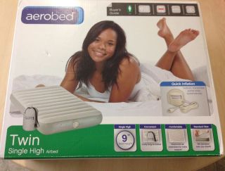 Aerobed Twin Single High Airbed Includes Pump and Carry bag w 
