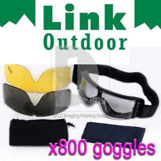 X800 Tactical Goggle UV400 Protection Transparent/Bl​ack/Yellow Lens 