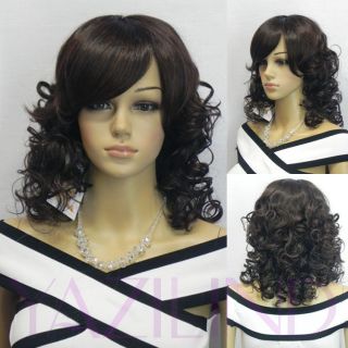 small perm wave hair ramp bangs cute full synthetic medium wig fashion 