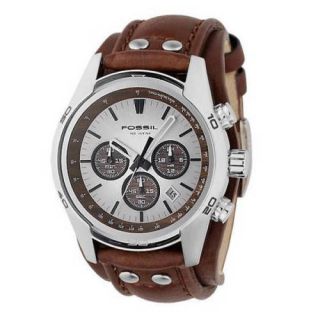 Fossil Gents Silver Chronograph Dial Strap Watch CH2565