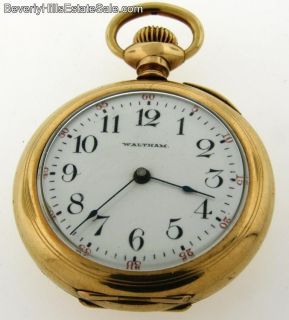 Antique Gold Filled Ladys Waltham Open Face Pendant Watch