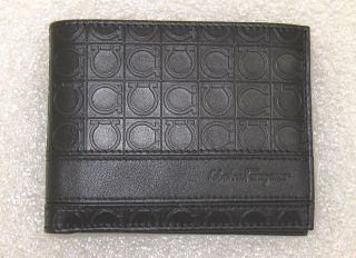 New Salvatore Ferragamo Pebble Calf Nero Wallet U 1022000