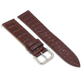   Brown Thin Leather Men Watch Band Strap CROCO Brown Fits Swatch Watch