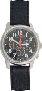 German Airforce Watch Chronograph Black face Polished Metal Bezel 