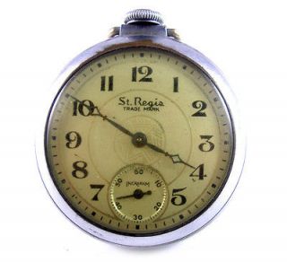INGRAHAM 1940 ST. REGIS Pocket Dollar Watch Metal Dial