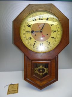 Vintage Wooden Hamilton Livingston Hanging Wall Clock with Pendulum 