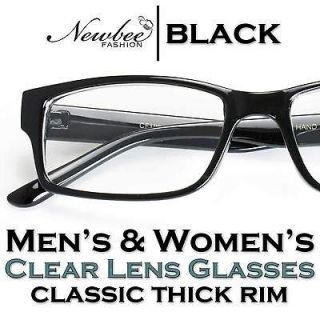 Black Clear Lens Glasses Men Women Unisex Classic Non Prescription 