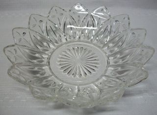   Sunflower Petal Pattern Federal Depression Glass 8 1/4 Bowl Clear