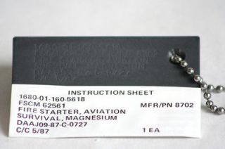 New USAF USMC Emergency Magnesium Fire Starter Block for Aircrew 