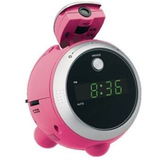   TIME ON WALL CEILING PROJECTION PROJECTOR ALARM CLOCK AMFM RADIO PINK