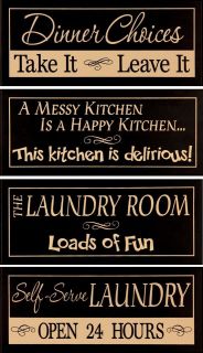 Funny Kitchen Laundry Signs Primitive Country Decor Rustic Wall humor 