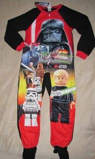 STAR WARS LEGO ** Blk/Red Blanket Fleece Footed Sleeper Pajamas Pjs sz 