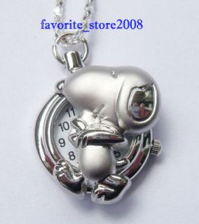 Newly listed New chrome Snoopy pendant clock necklace pocket watch