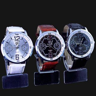 3pcs New Good Mens leather fashion large quartz watches C5