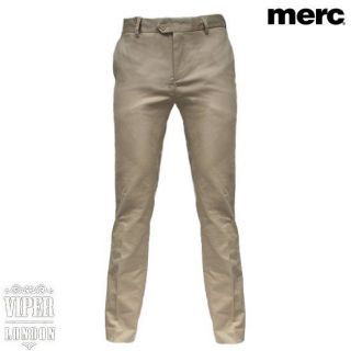 New Merc London Stone/Cream Sta Press Mod Winston Trousers Sizes 30 36 