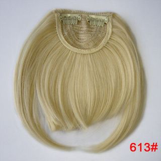 nice 1pcs Clip in girls bang fringe Hair extention bleach blonde #613 