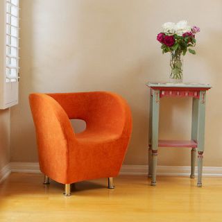 Moda Modern Tub / Barrel Design Orange Microfiber Accent Chair