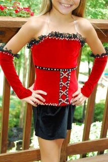 Custom Made Latin Red Black Jazz Dance Competition Costume CM Child 