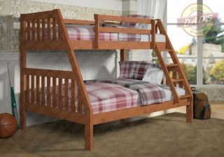 TWIN OVER FULL BUNK BED   SOLID PINE   CINNAMON FINISH