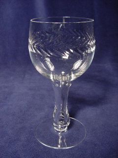   Bryce Glass Co. Laurel Band Polished Cut Hollow Stem Wine Goblet