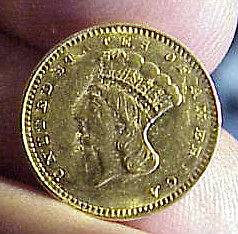 HIGH GRADE PRE US CIVIL WAR 1857 $1 GOLD COIN