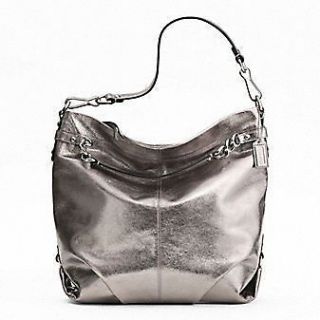 NWT COACH Metallic Leather BROOKE Hobo Purse Handbag ~PEWTER~