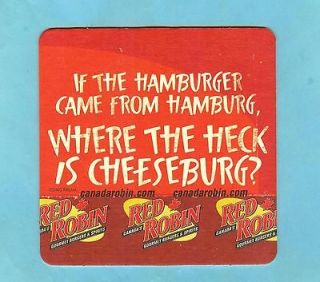   RED* RED ROBIN RESTAURANT COASTERS *THE 5 ALARM BURGER IT BITES BACK