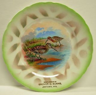   McNicol Pottery Porcelain Souvenir Plate Lustre Shore Birds Jimtown WI