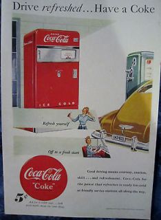 Vintage Coca Cola 1948 SERVICE STATION COOLER Ad Store Sign DRIVE 