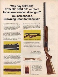 1977 Browning Citori Trap Gun Ad A New High Post Rib