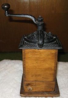 Antique Collectibles Cast Iron & Wood Coffee Grinder Mill large