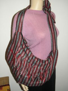   Peru Over the Shoulder bag   Cotton & Wool Handbag Red, Black Stripes