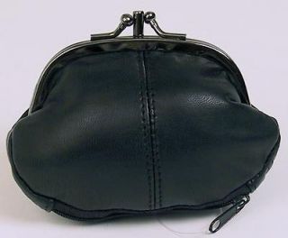   Solid Leather Coin Purse Zipper Compartment Tote Purse Wallet Case