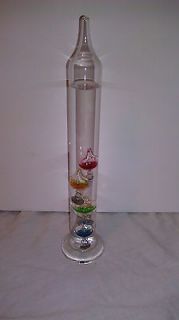 12 GALILEO Glass Water Filled Thermometer w/ (4) Colored Teardrops In 