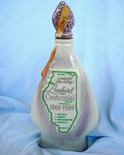 James Beam Bottle   Lombard Ill. Centennial 1869 1969. Lilac Village 