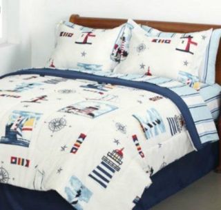   , Sailboat, Nautical Seaside Comforter & Sheet Set Bed in a Bag