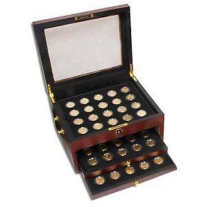 50 State Quarter Collectors Coin Storage Case Box with Gold Plated 