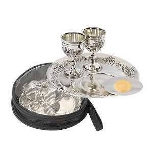 Communion Set  2 Silverplated Cups & Plates w/Bag   NEW