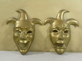 Vintage Comedy Tragedy Theater Brass Mask New Orleans Mardi Gras Wall 